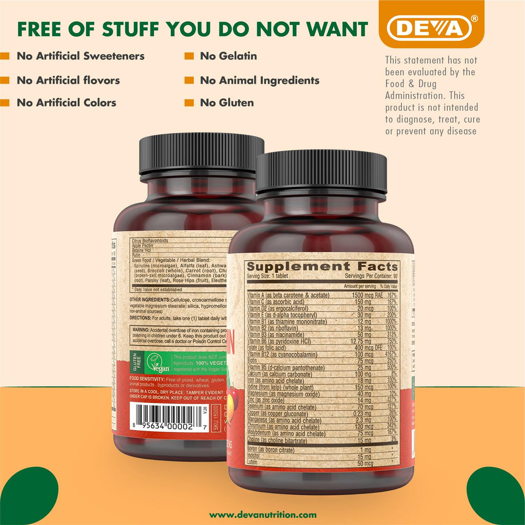 DEVA Vegan Multivitamin & Mineral with Iron | Daily Vitality

