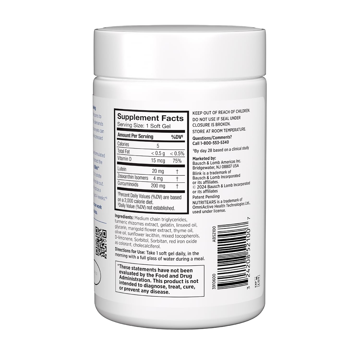Blink NutriTears Dry Eye Supplement for Eye Care

