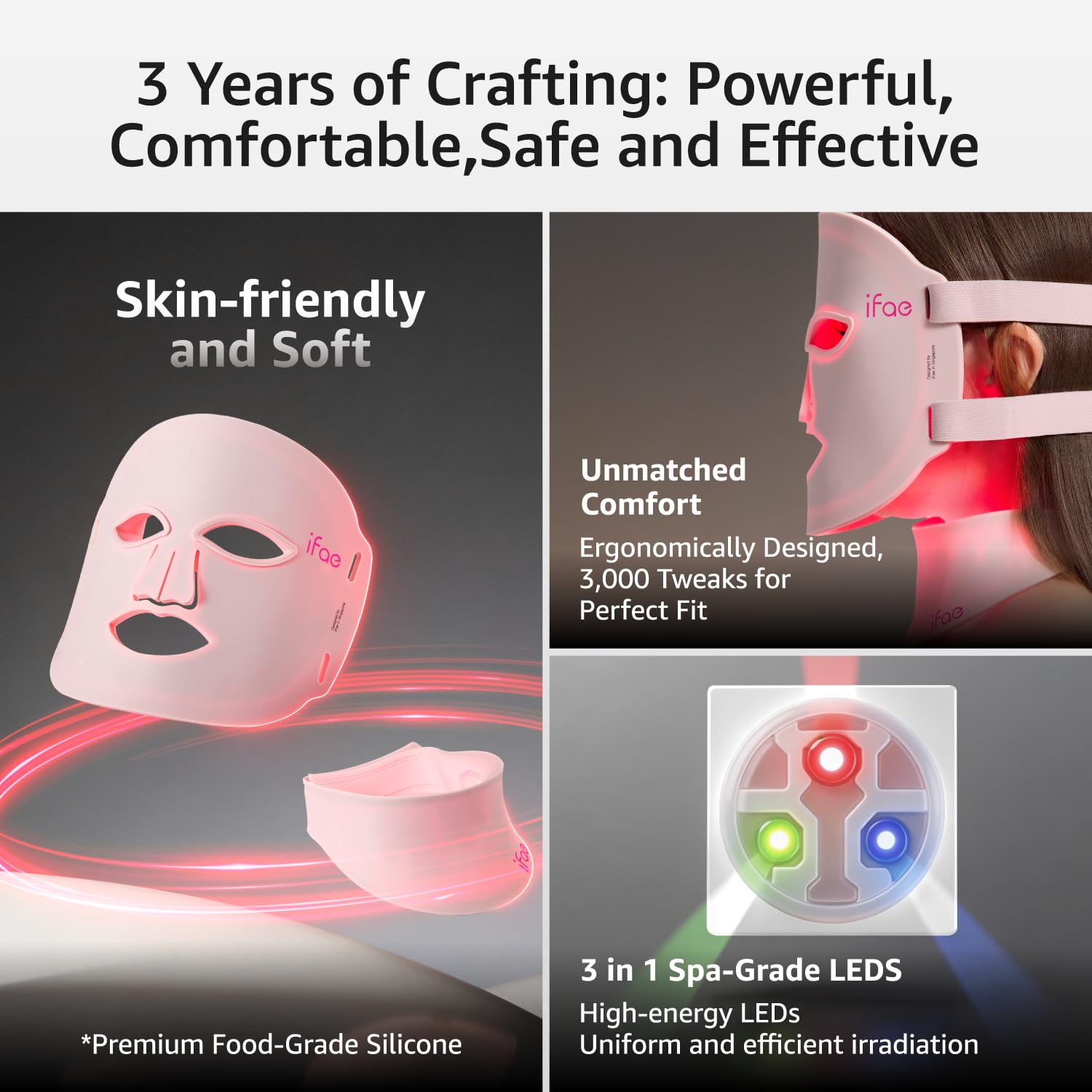 IFAE Red Light Therapy Mask for Face & Neck – 850nm NIR

