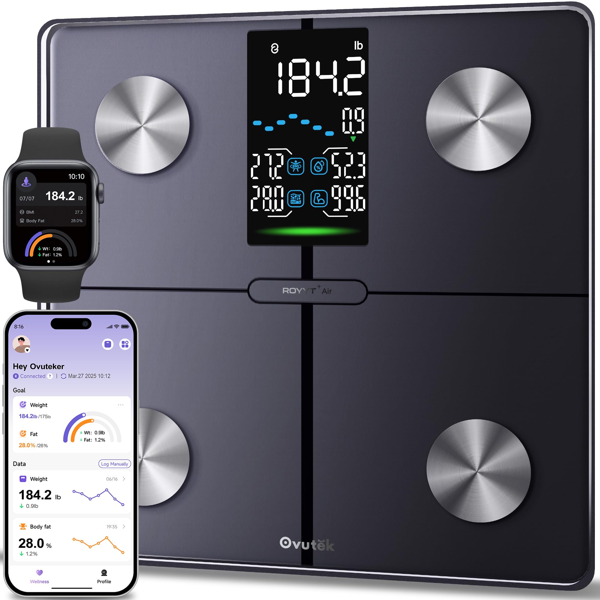 Ovutek Smart Scale with BMI & Body Fat - 5-In LED Display

