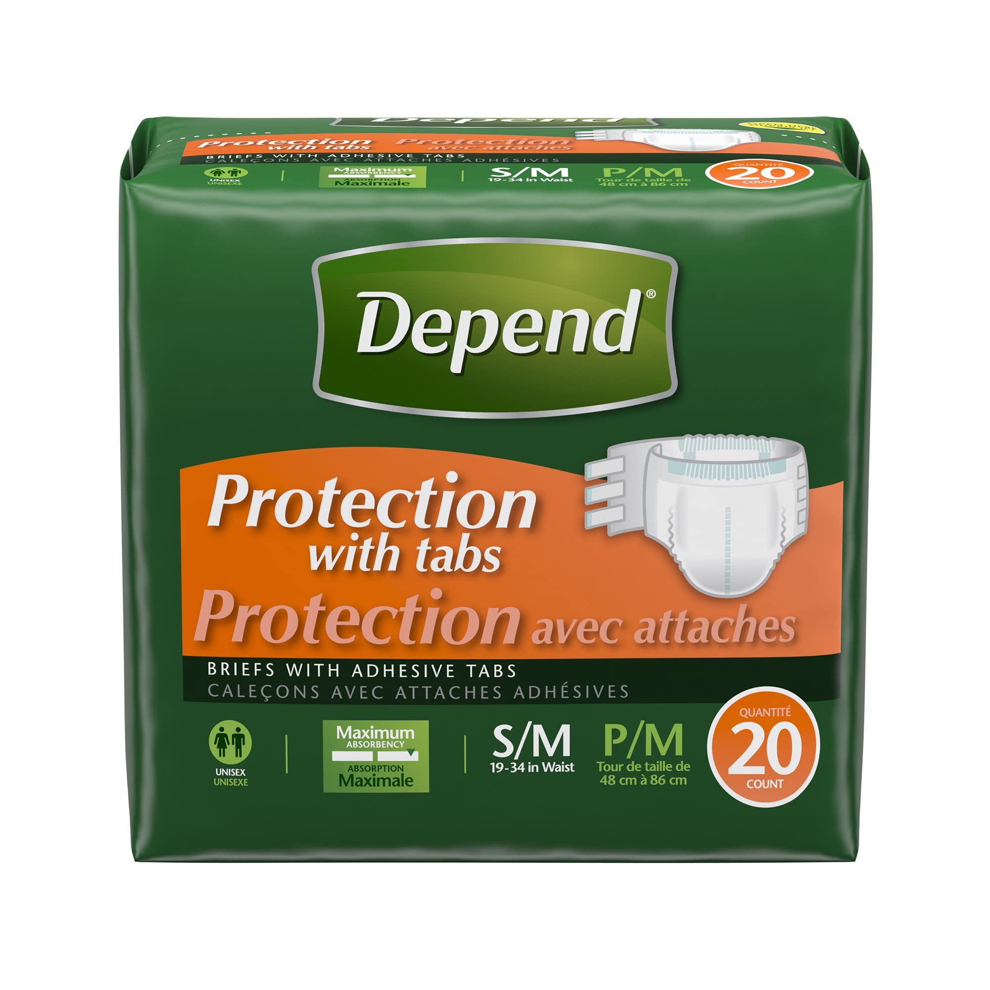 Depend Protection with Tabs Adult Diapers - Max Absorbency