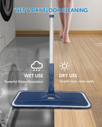 BPAWA Microfiber Flat Floor Mop with 4 Washable Pads

