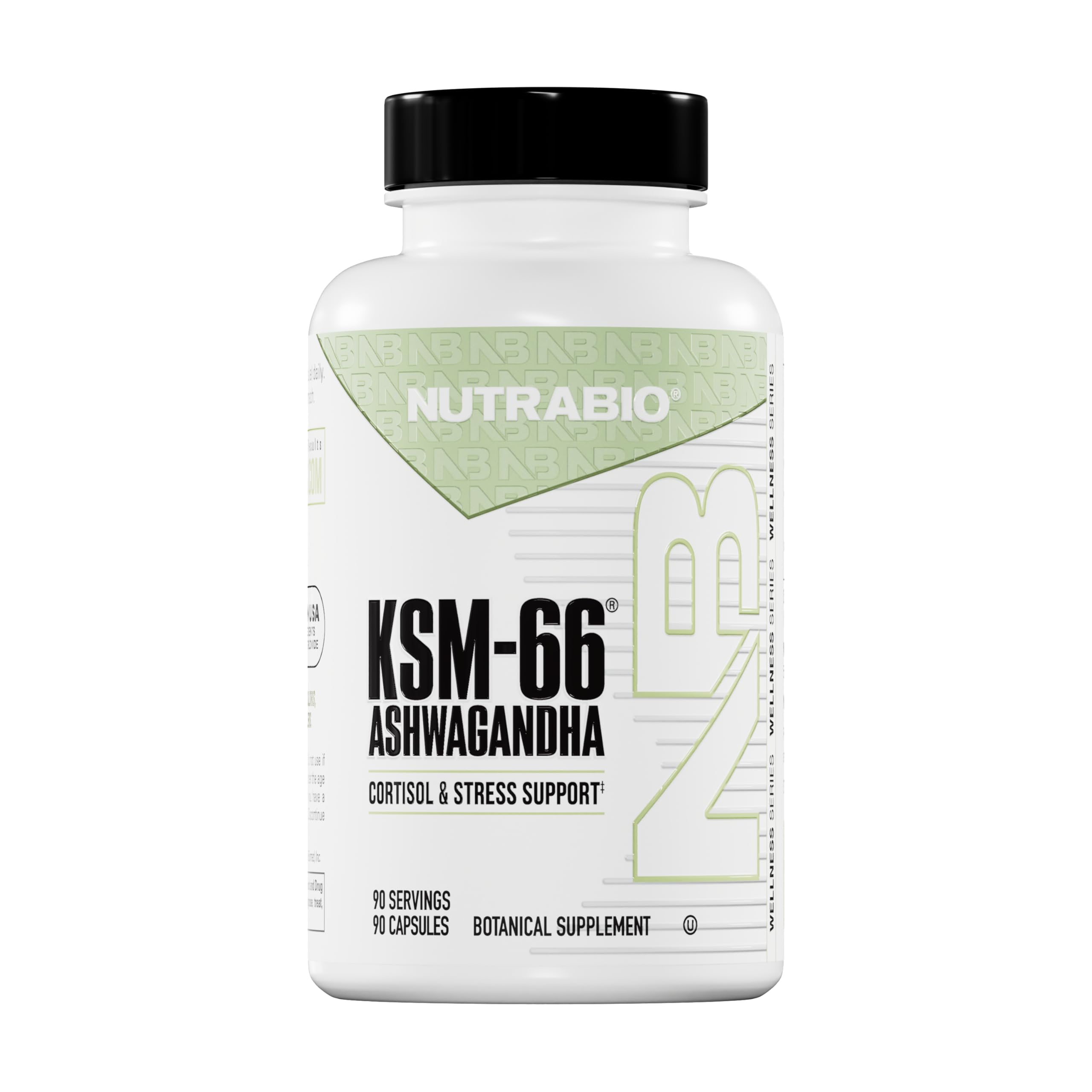 NutraBio Ashwagandha KSM-66 Supplement for Stress & Mood, 600 mg per serving