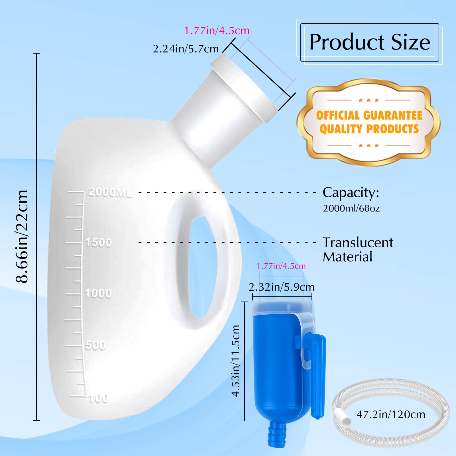 OOCOME Urinal Bottle for Men | Spill-Proof 2000 ml

