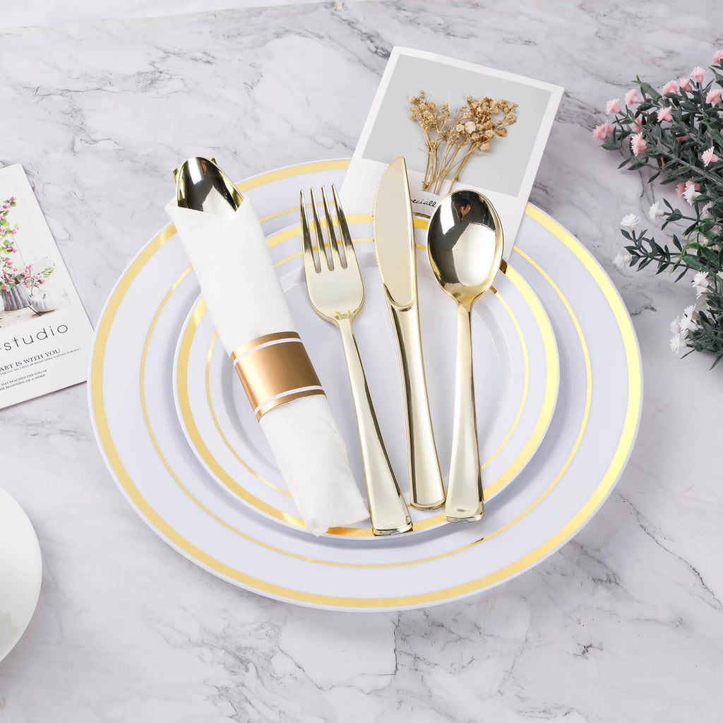 BESTVIP Disposable Plastic Dinnerware Set

