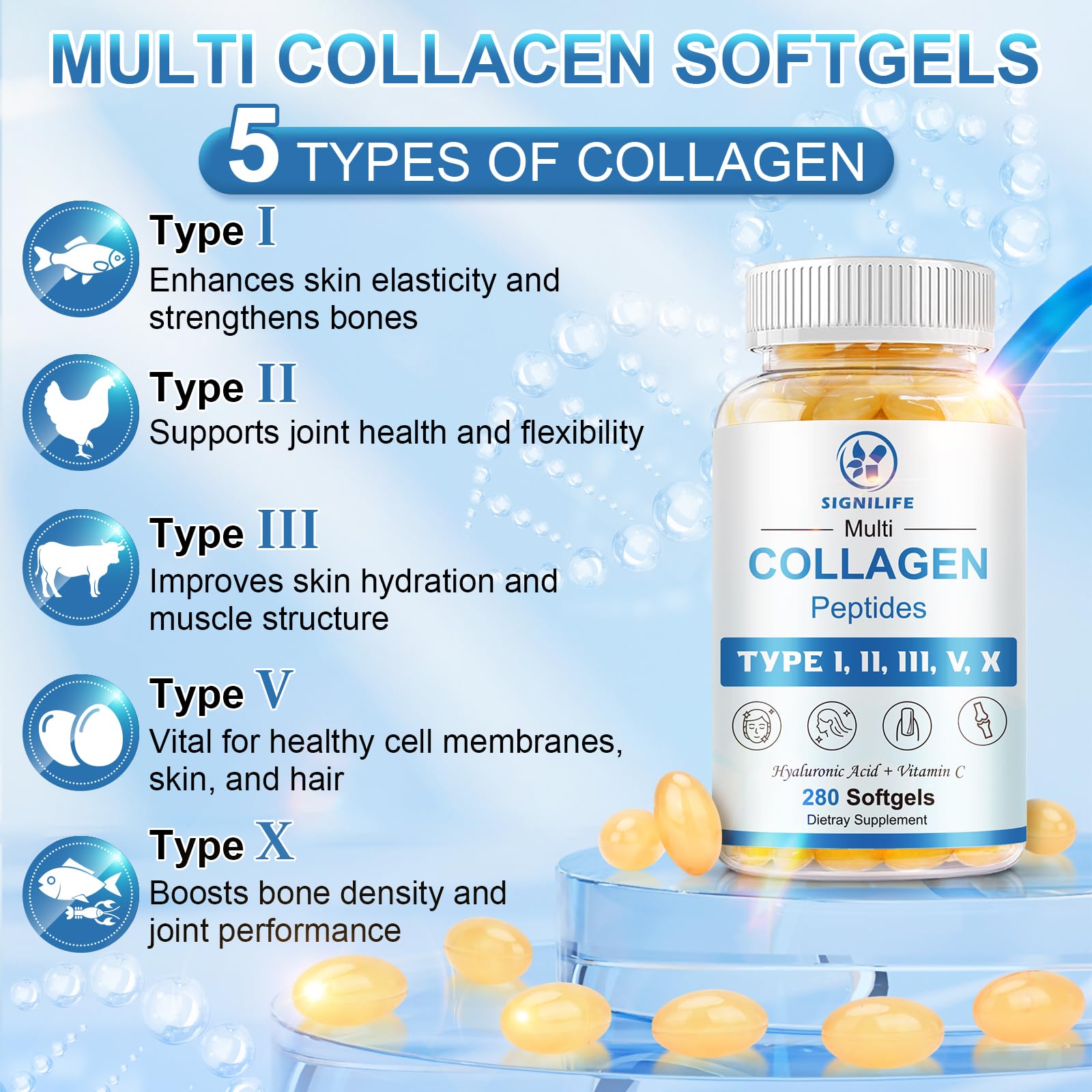 SIGNILIFE Multi Collagen Peptides for Skin Hair Nails

