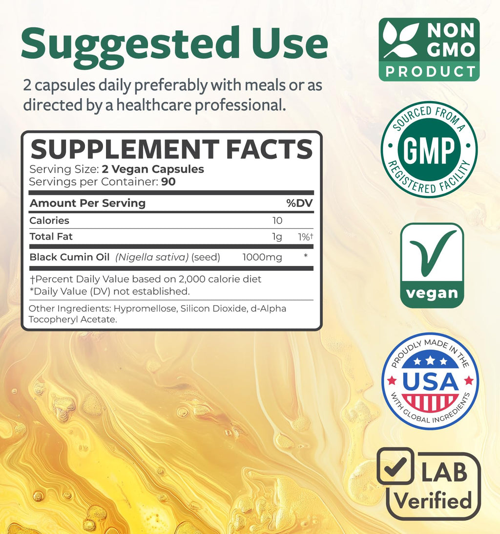 Black Seed Oil Softgels - Non-GMO Vegan Vitamin E

