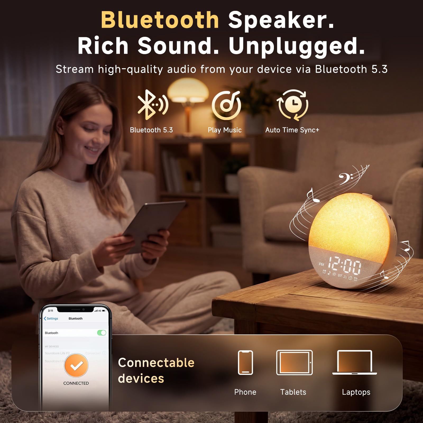 Geuuap Sunrise Alarm Clock with Sleep Sounds and Bluetooth

