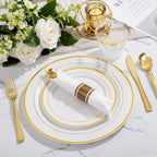 WELLIFE Disposable Dinnerware Set Plates Cups & Utensils

