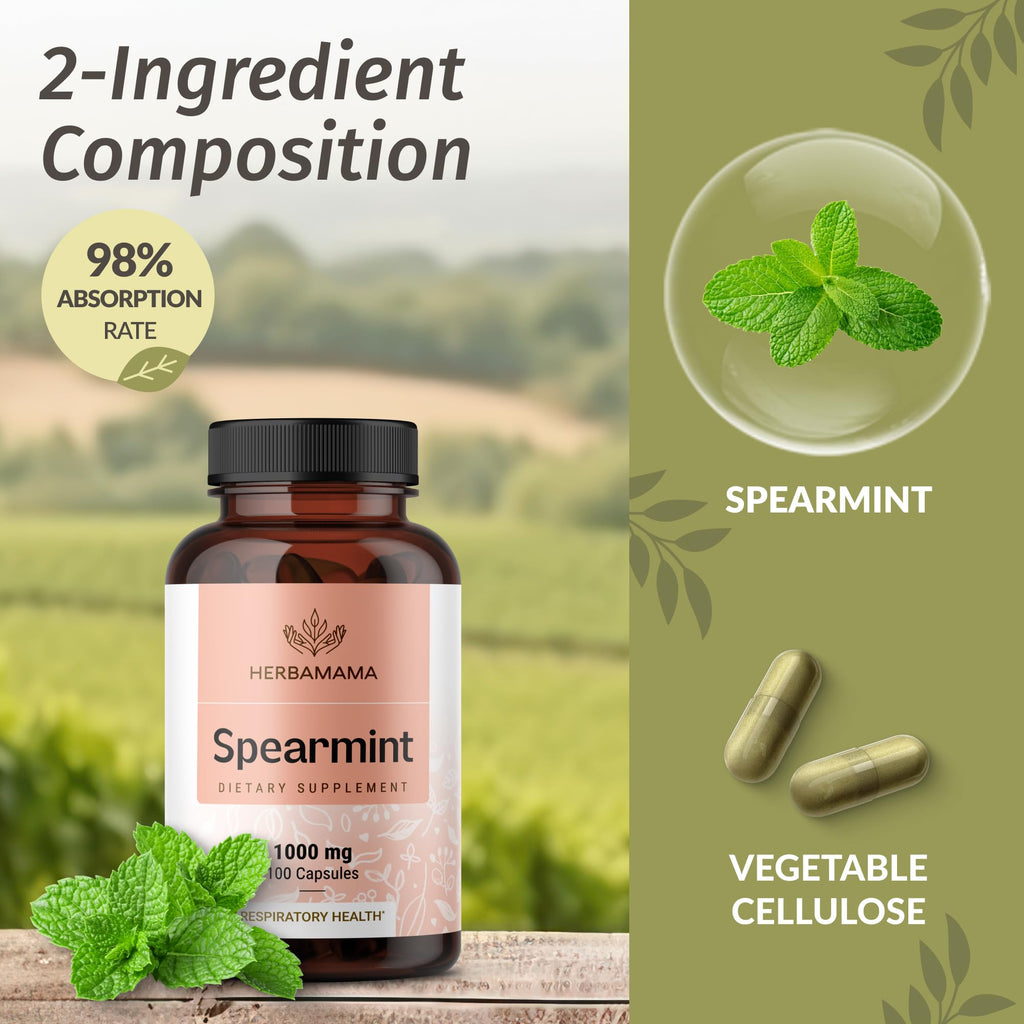 Herbamama Spearmint Capsules for Digestive Health

