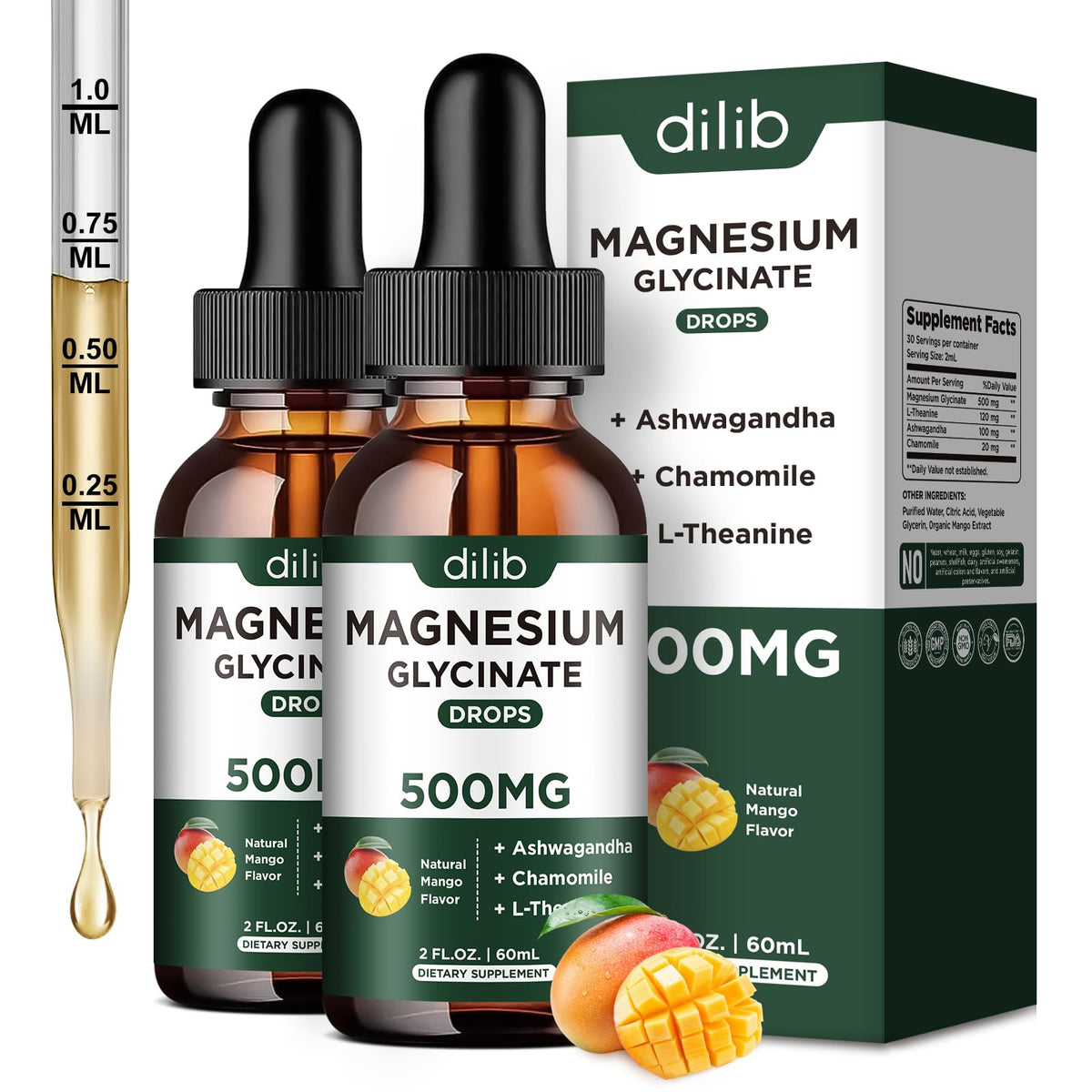 Magnesium Glycinate Liquid Drops with Ashwagandha L-Theanine