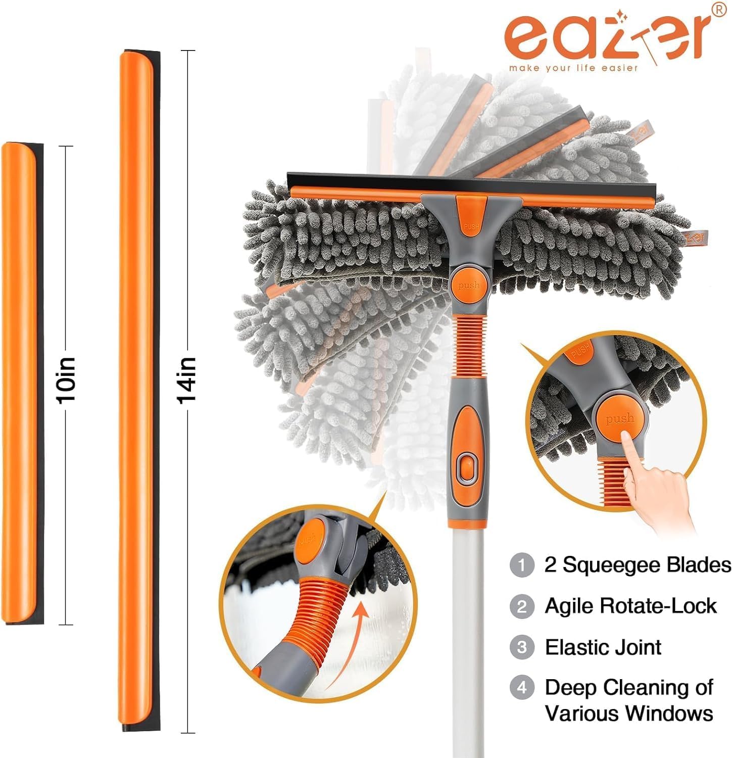 Eazer 2-in-1 Window Cleaning Kit | Telescopic Pole

