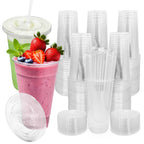 FLXzaszo Premium Disposable Plastic Cups with Lids

