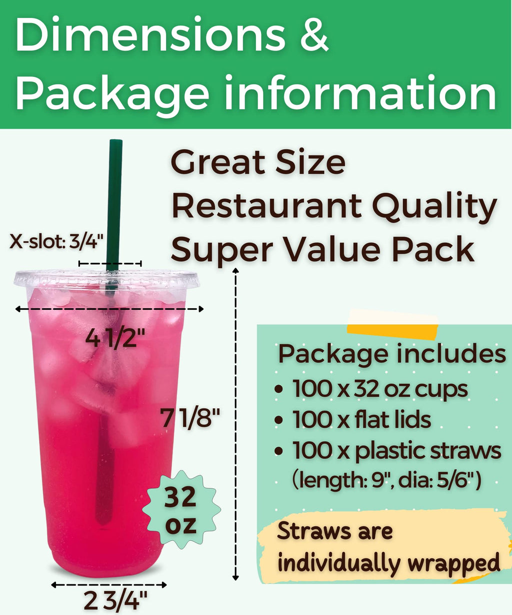 Aatriet Clear Cups with Lids Straws | Disposable Party Cups

