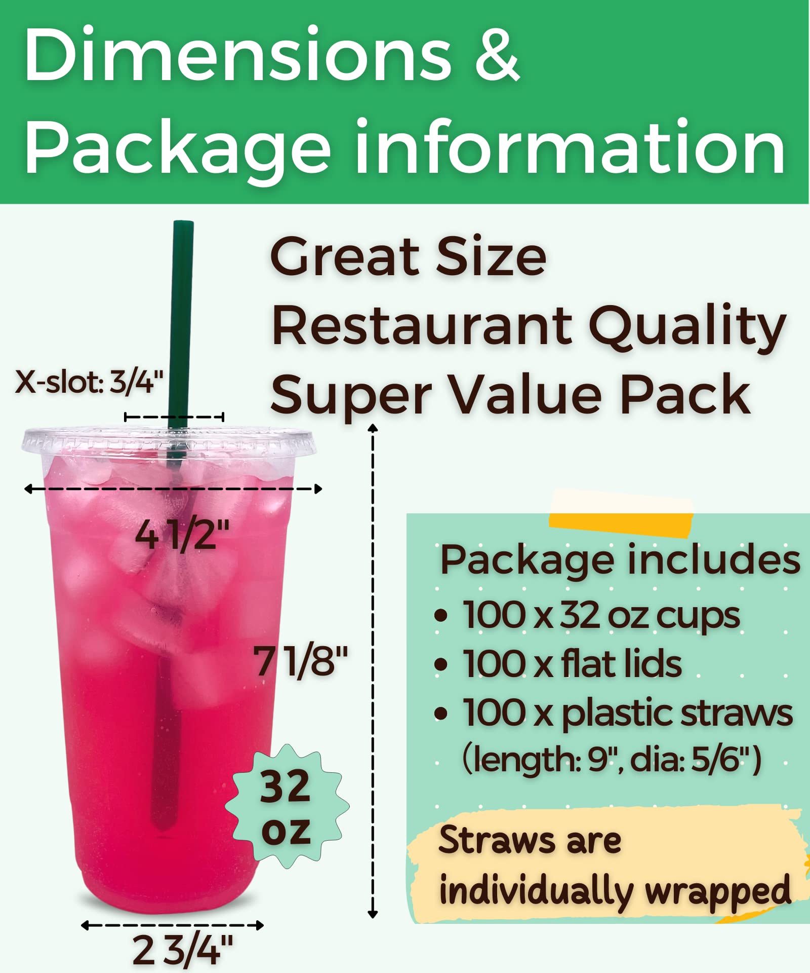 Aatriet Clear Cups with Lids Straws | Disposable Party Cups

