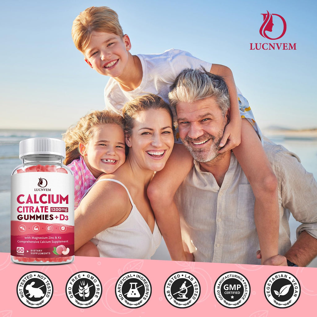 LUCNVEM Calcium Citrate Gummies with Vitamin D3 & K2

