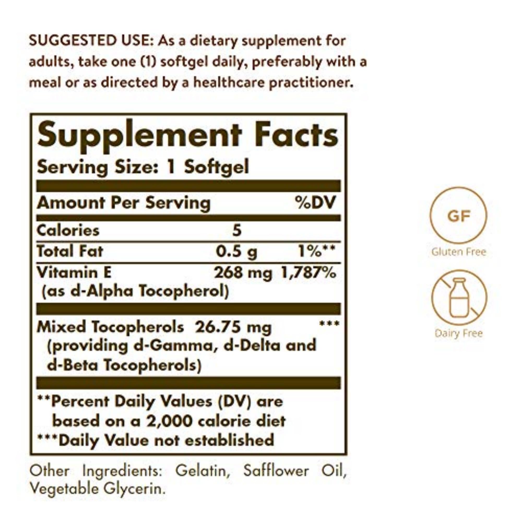Solgar Vitamin E Softgels 400 IU Natural Antioxidant


