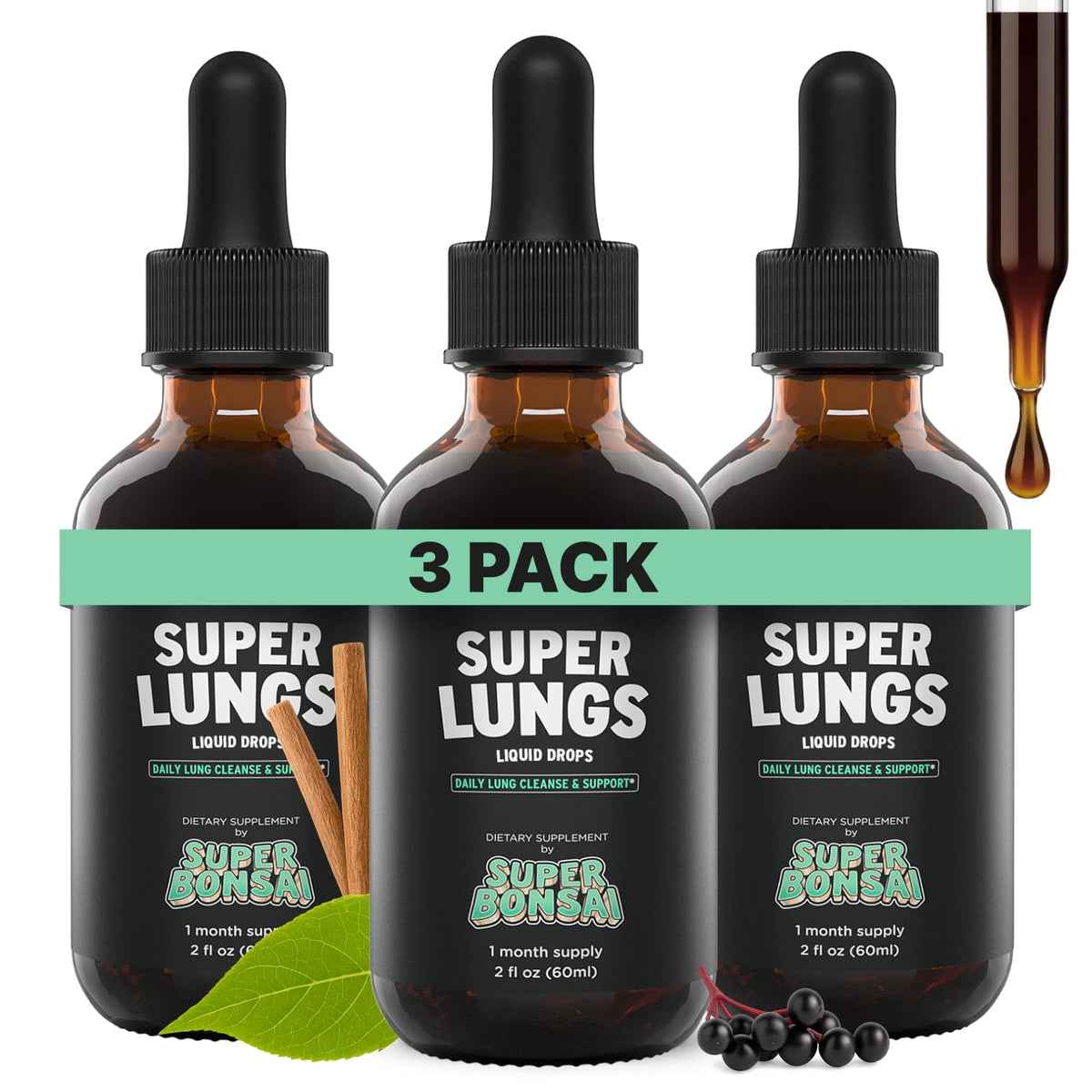 SuperBonsai Super Lungs Mullein Drops – Herbal Lung Tincture