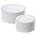 FOCUSLINE Decorative Rim Plastic Plates, Disposable Partyware