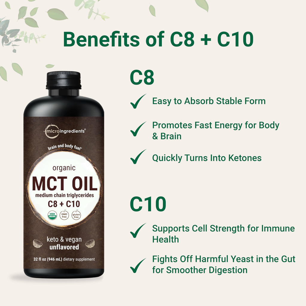Micro Ingredients Organic MCT Oil - Keto & Vegan


