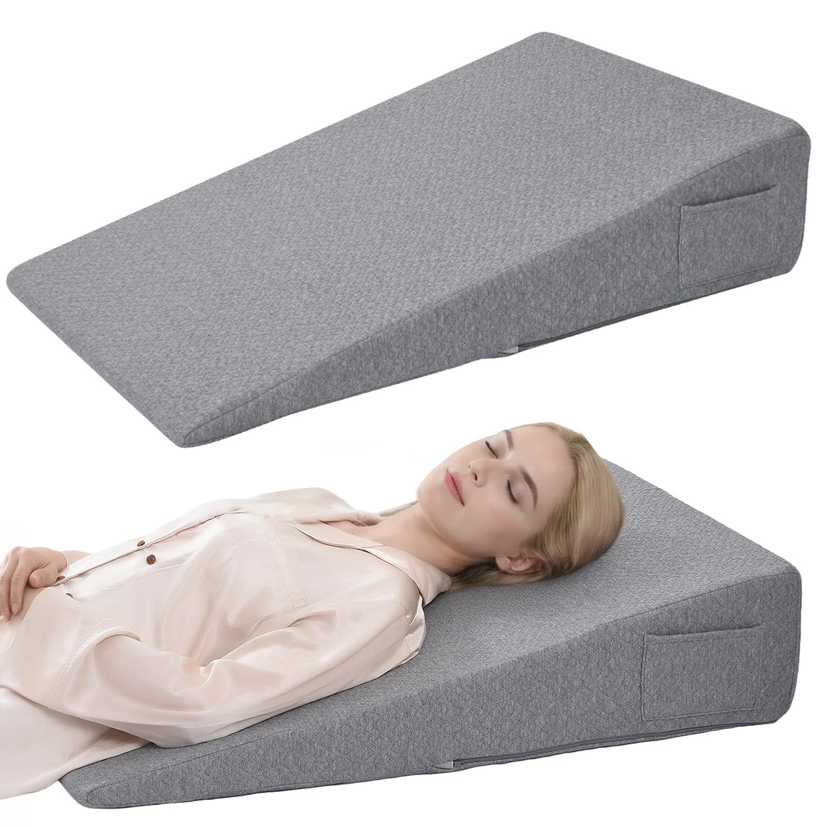 Vekkia Bed Wedge Pillow for Headboard Gap Filler Pockets