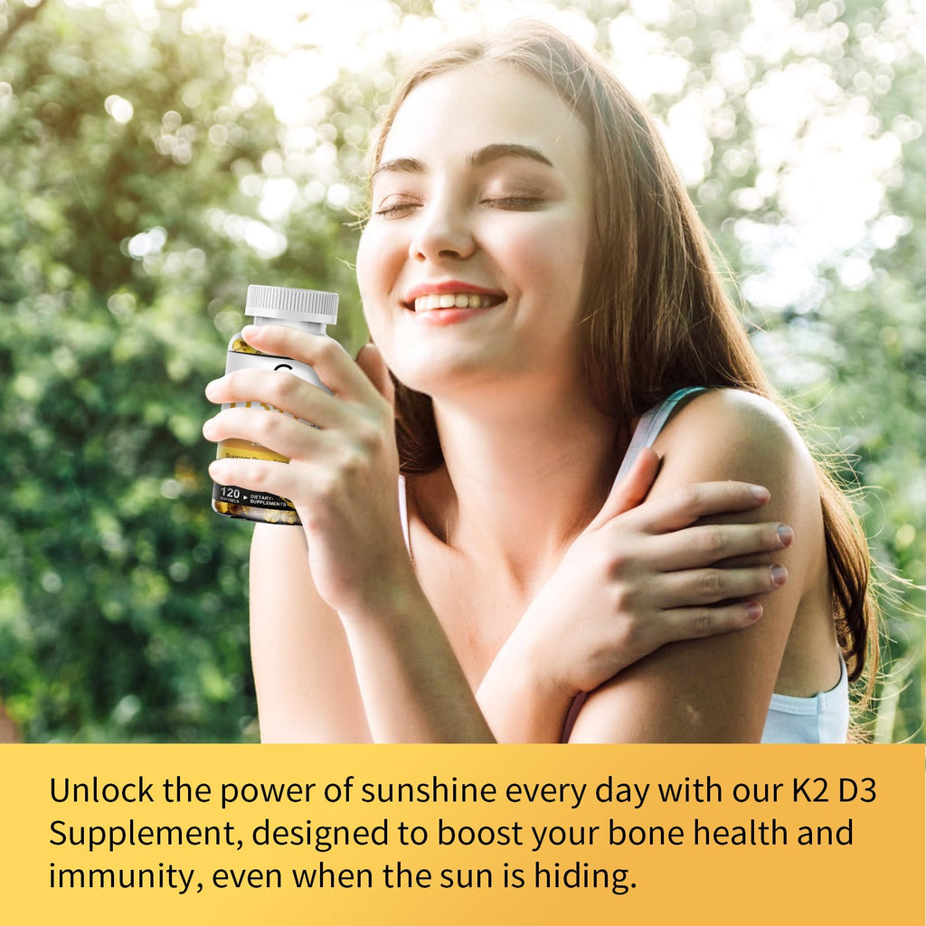 Vitamin D3 K2 Softgel Supplement 5000 IU Plant Based

