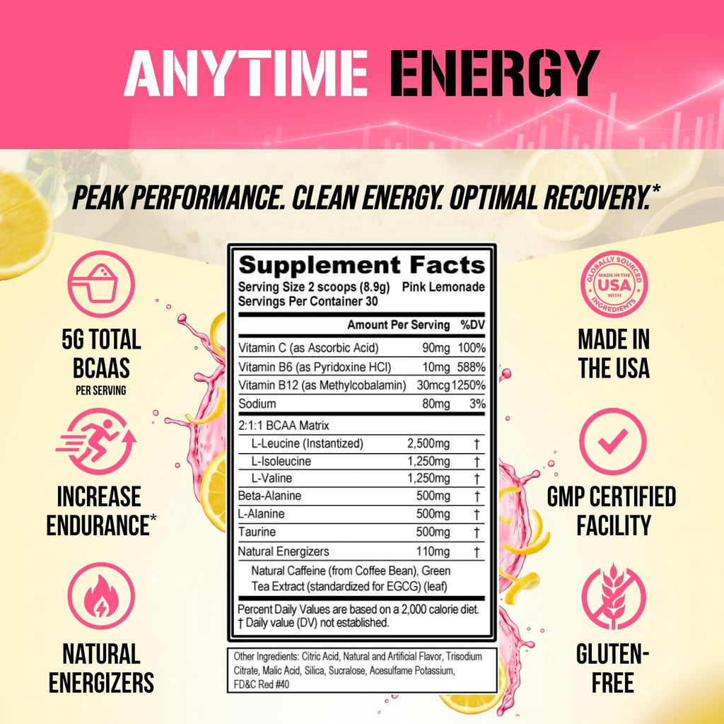 EVL BCAAs Amino Acids Powder – Pre Workout Energy

