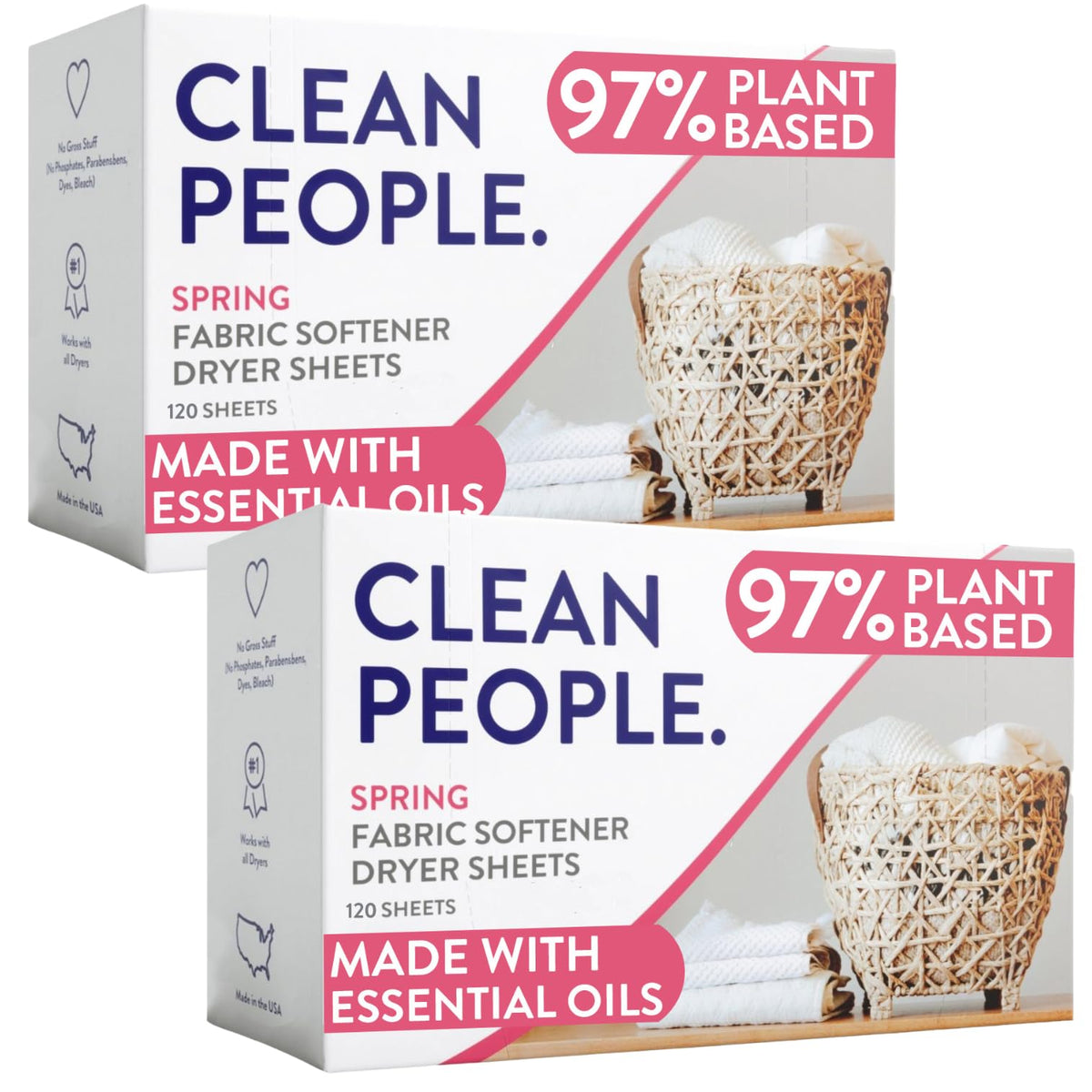 Fabric Softener Sheets by The Clean People - Vegan with Essential Oils