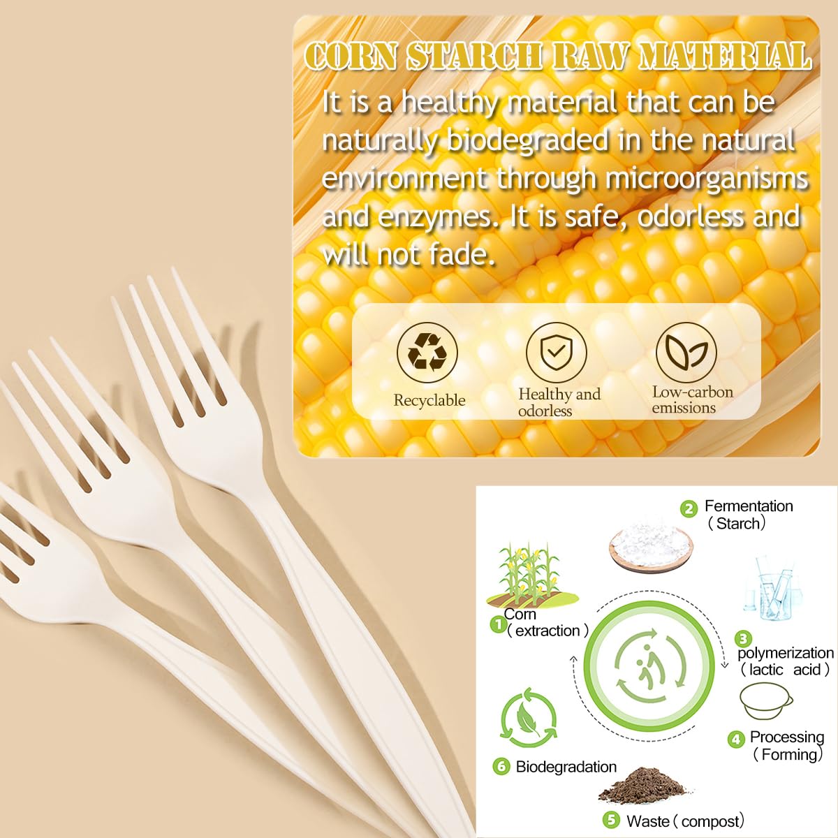 Disposable Meal Prep Containers with Lids and Forks

