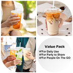 Clear Plastic Cups with Lids and Straws - BPA-Free


