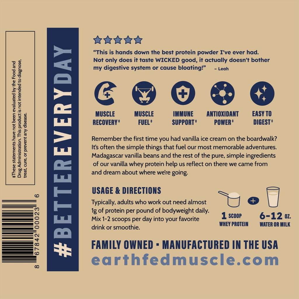 Whey Isolate by Earth Fed Muscle Irish GrassFed - 25g Protein

