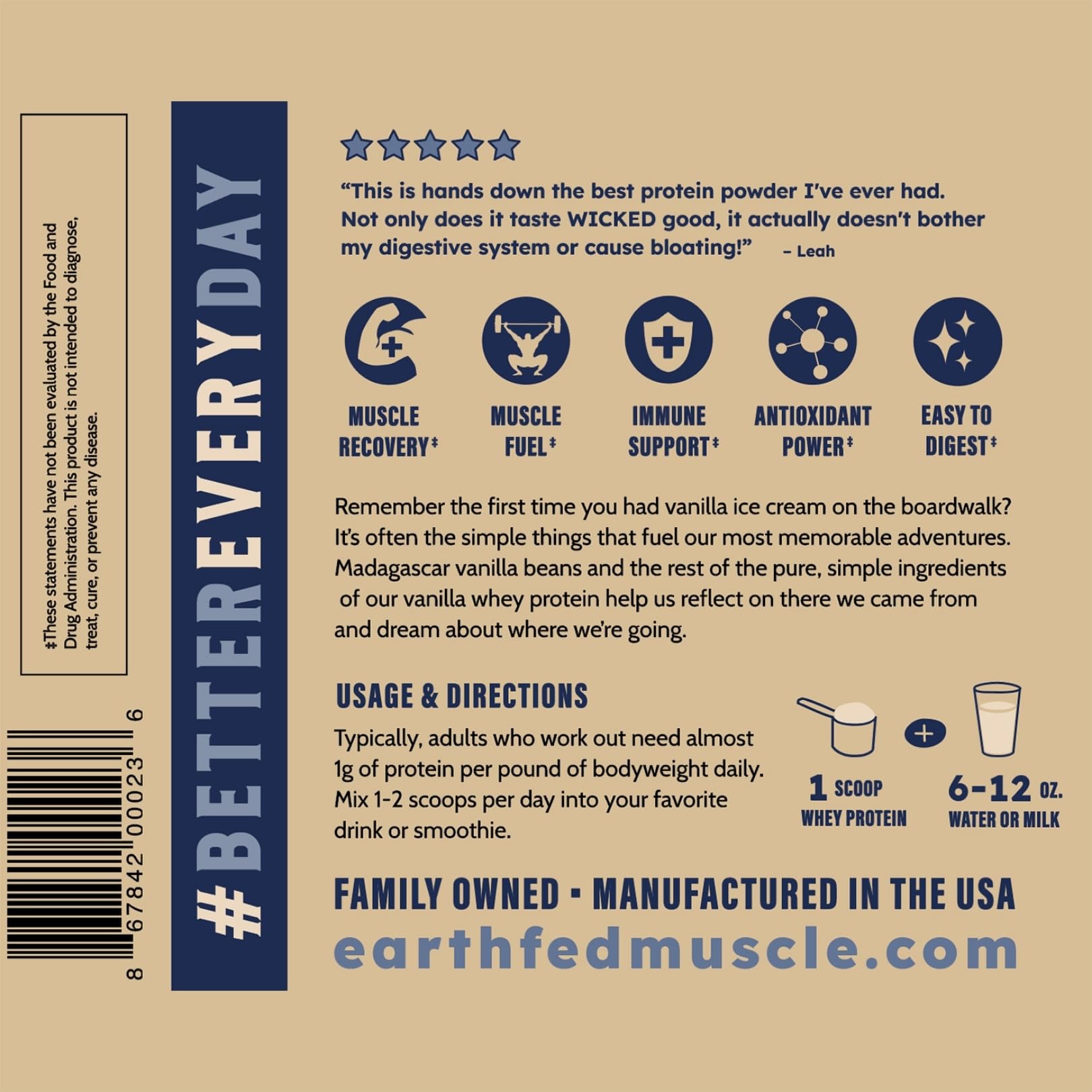 Whey Isolate by Earth Fed Muscle Irish GrassFed - 25g Protein

