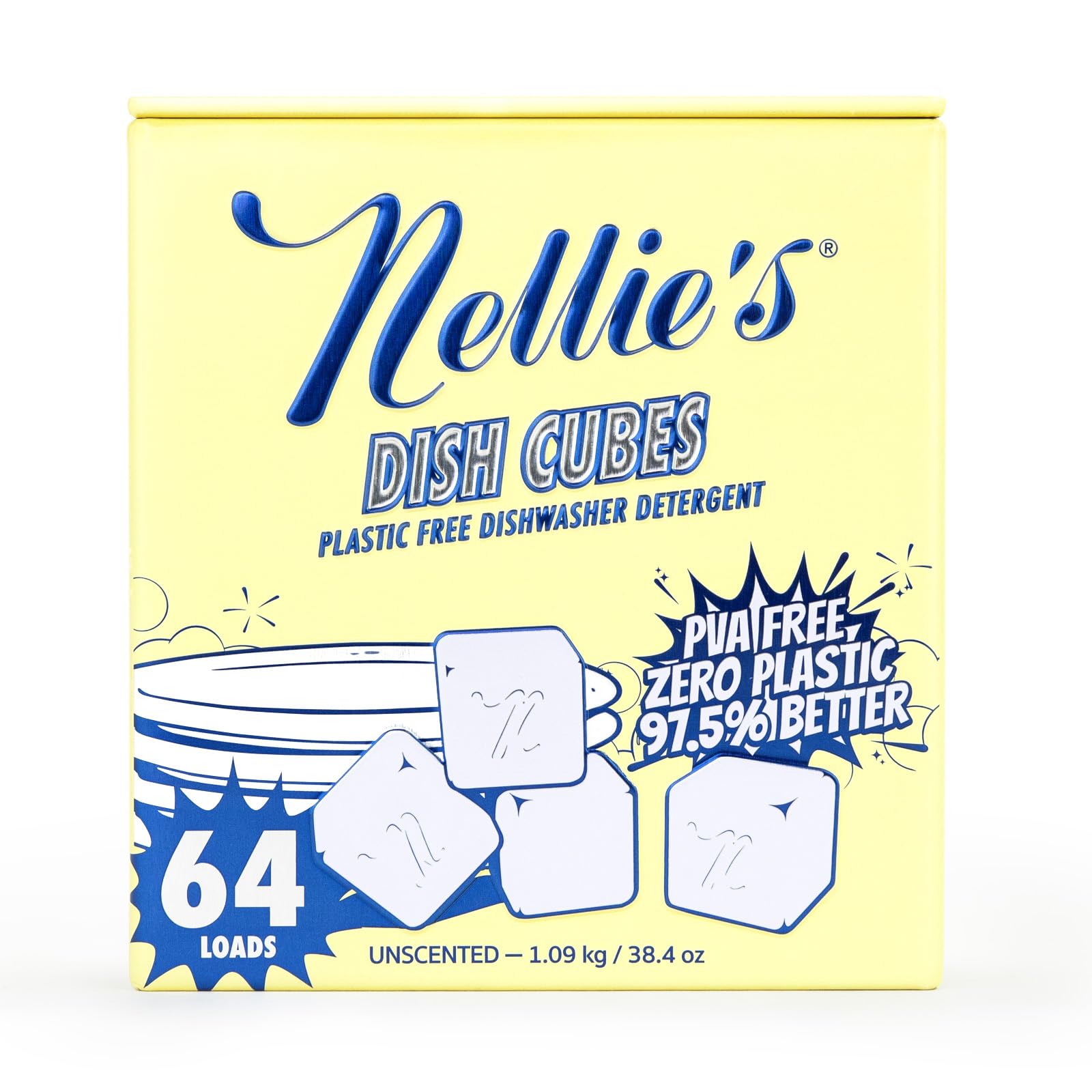 Nellie's Dish Cubes Dishwasher Detergent | Powerful Cleaning

