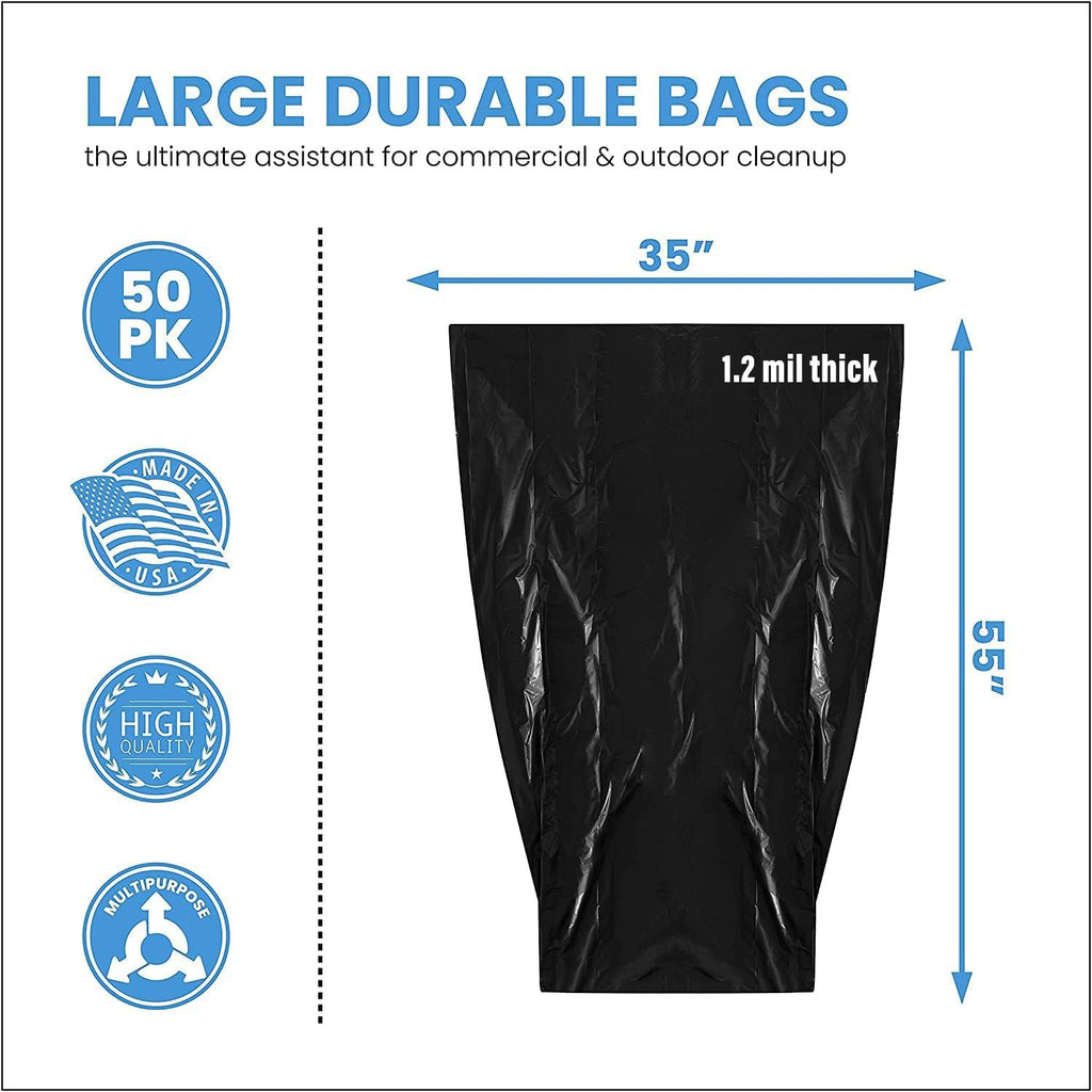 ToughBag 55 Gallon Trash Bags - Heavy Duty Black Liners

