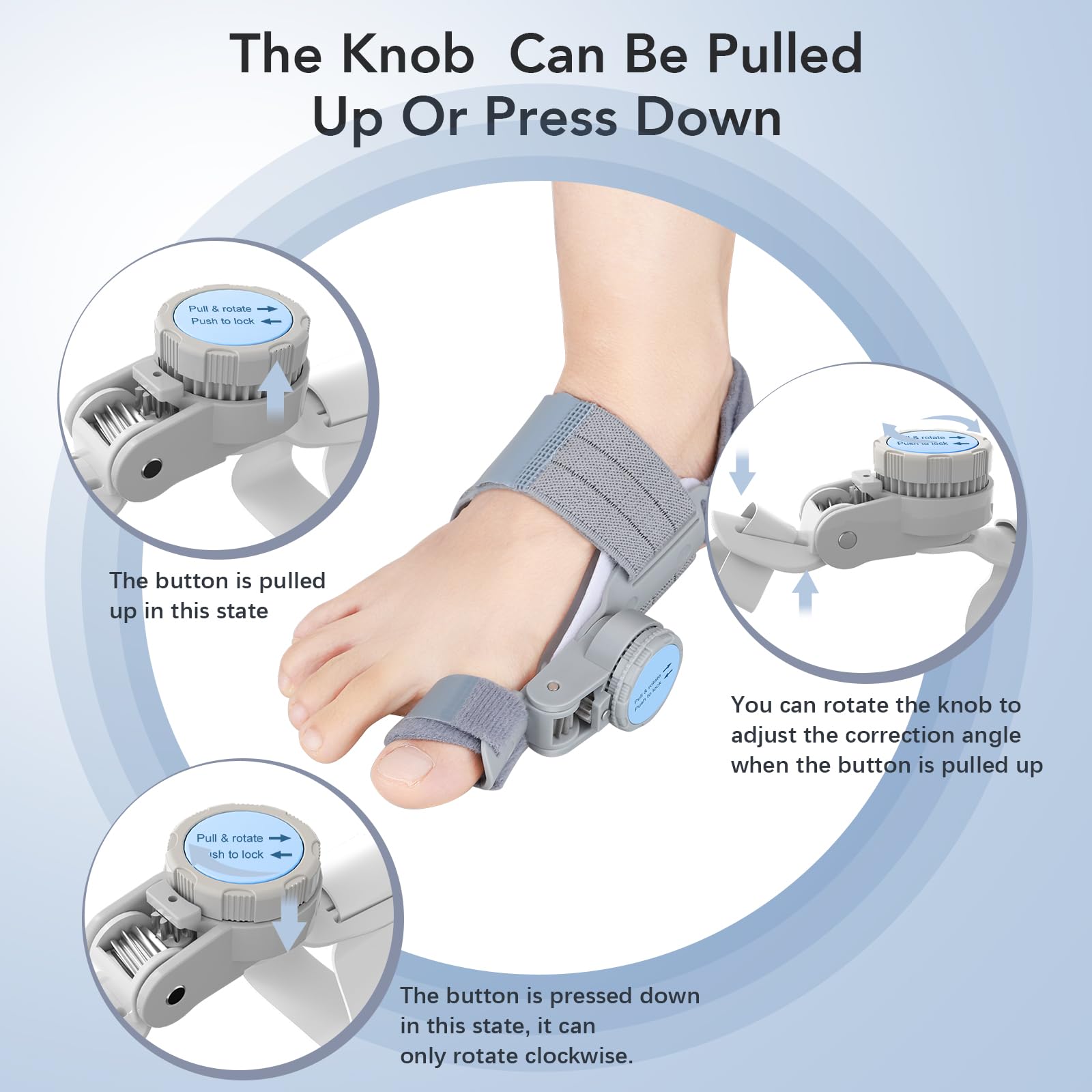 Bunion Corrector with Adjustable Knob for Toe Alignment

