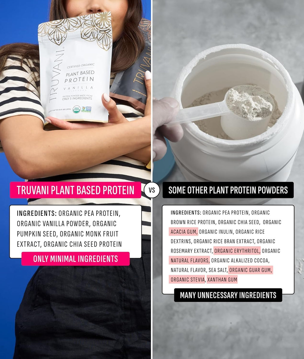 Truvani Organic Plant Based Protein Powder Pea Protein


