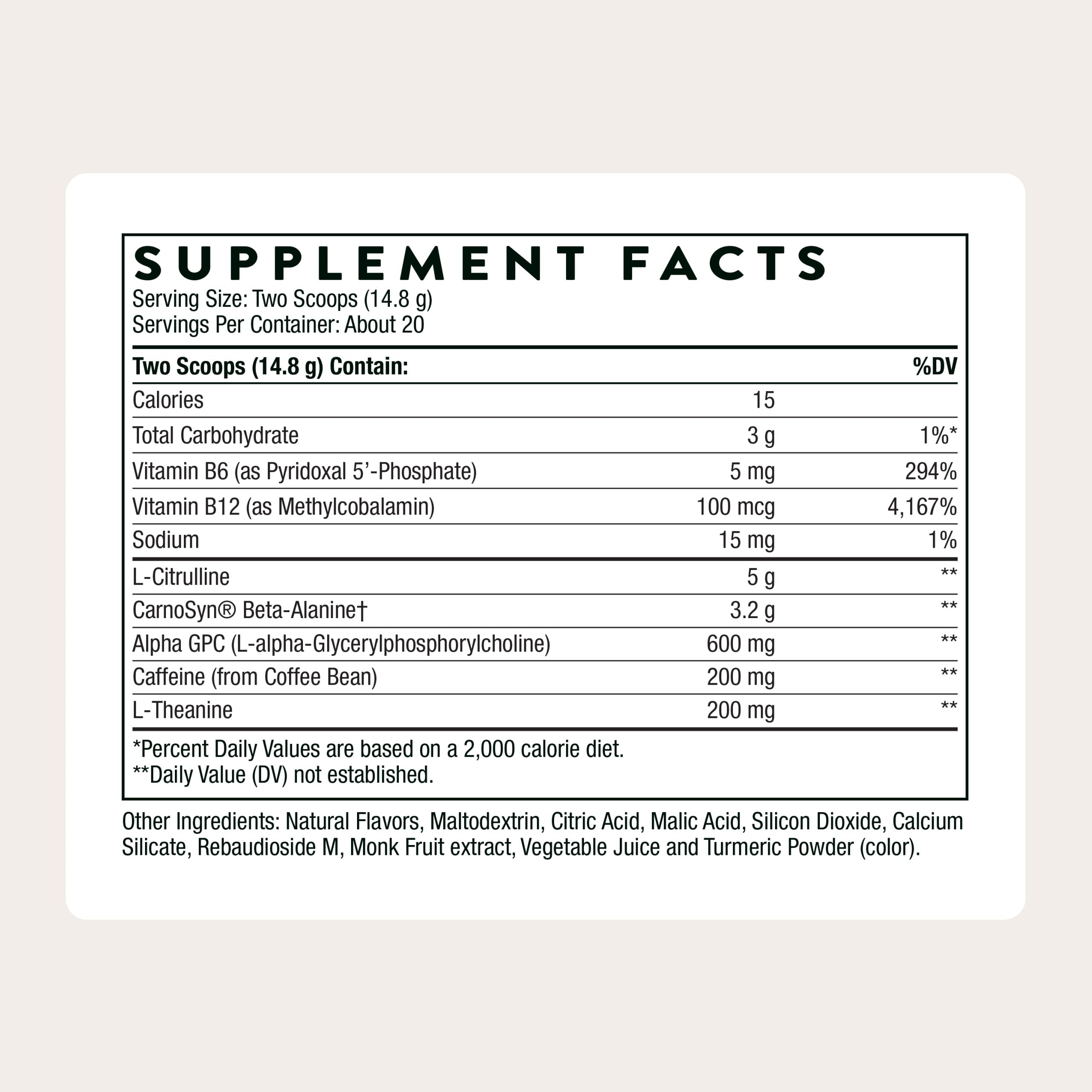 Thorne Advanced Pre-Workout Powder with Alpha-GPC

