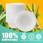 JINVOGREEN Bagasse Paper Bowls - Compostable Microwave Safe

