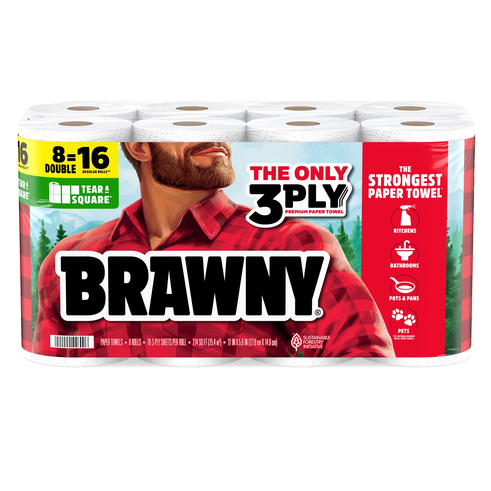 Brawny Tear-A-Square 3-Ply Paper Towels