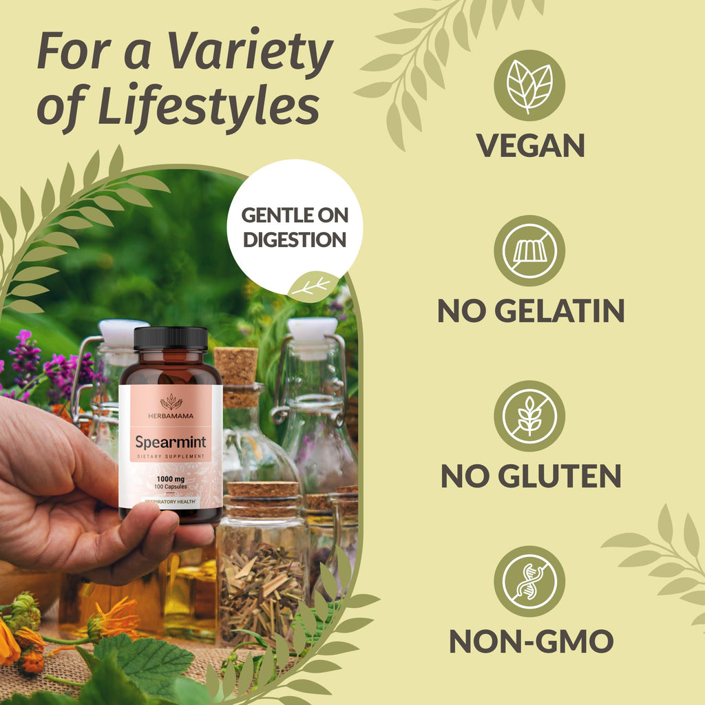 Herbamama Spearmint Capsules for Digestive Health


