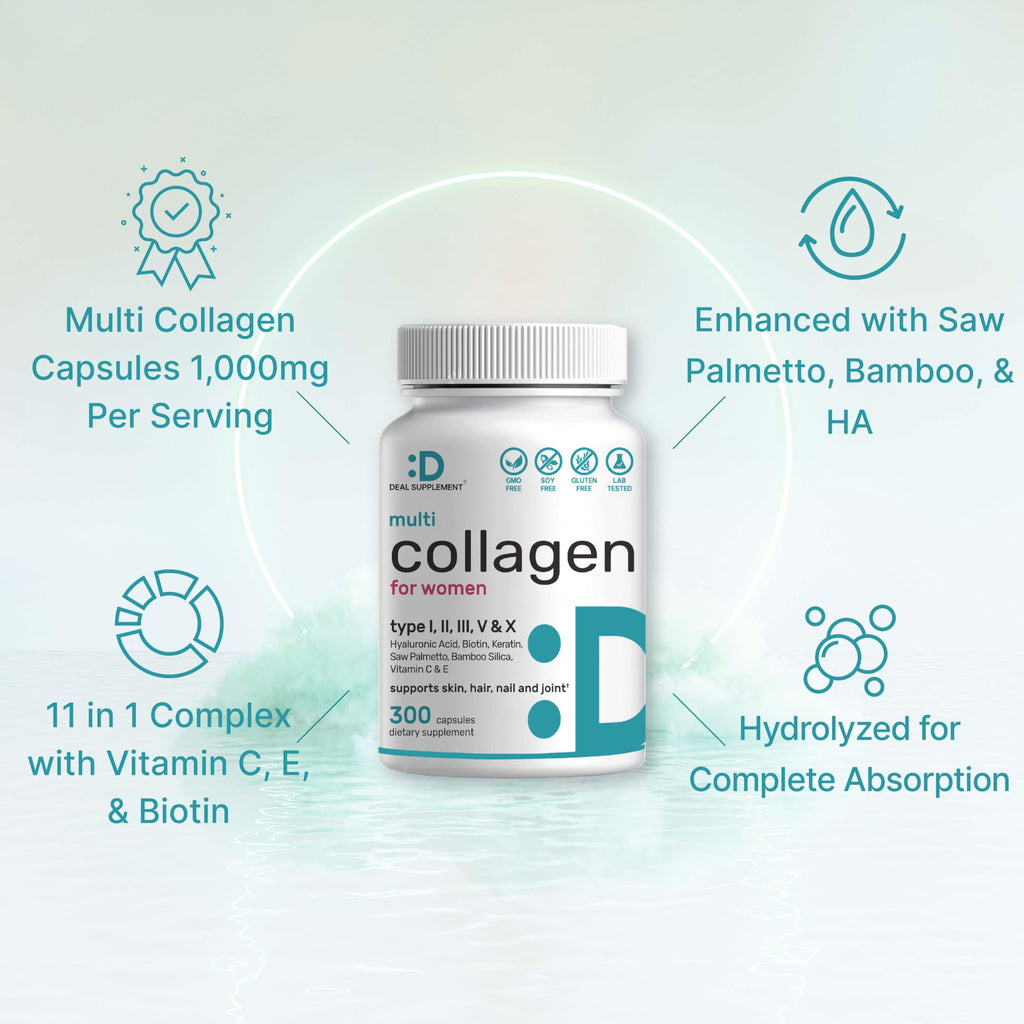 Multi-Collagen Peptide Complex Supplement Hair & Joints

