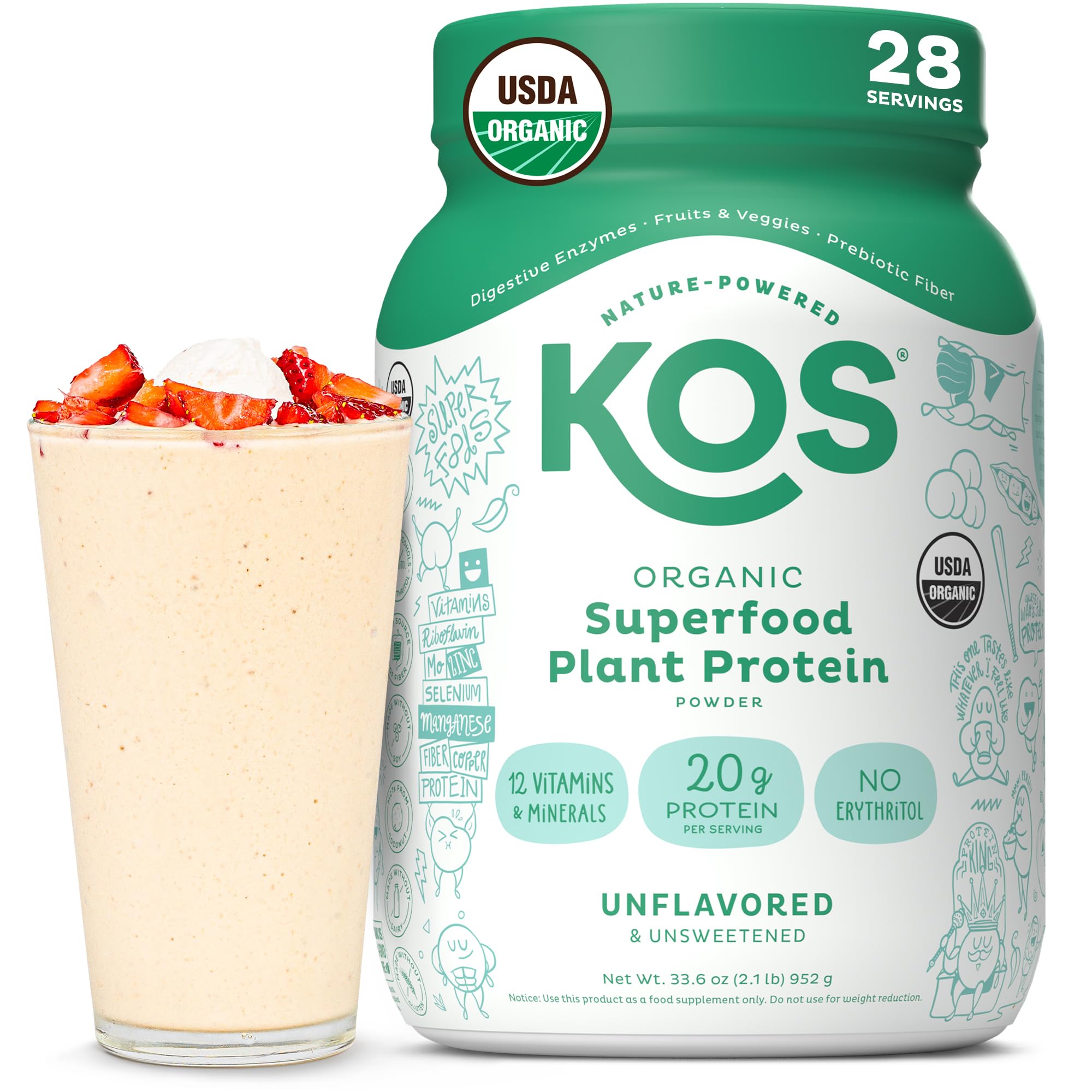 KOS Plant-Based Vegan Protein Powder - Pea Protein Blend