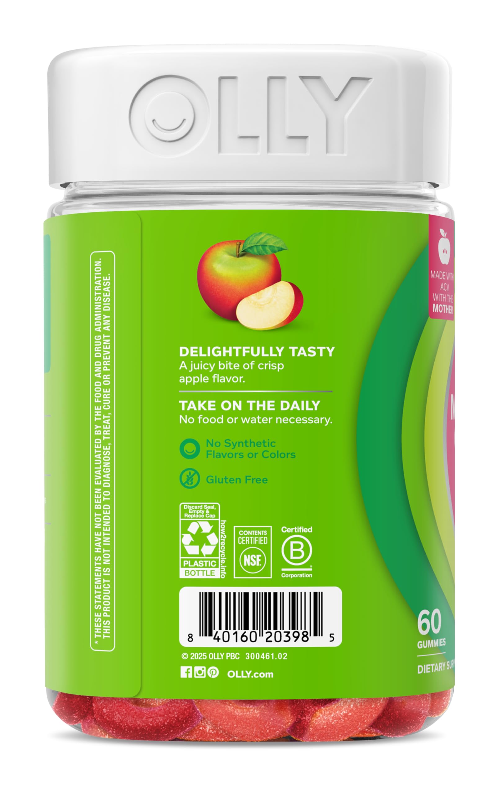 OLLY Metabolism Gummy Rings Apple Cider Vinegar B12 Chromium

