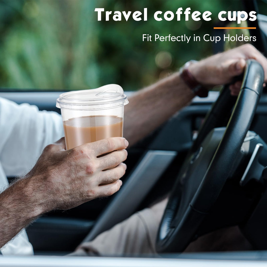 Baderke Disposable Cups with Sip Lids - Round Bottom

