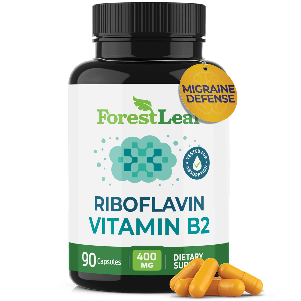 ForestLeaf Vitamin B2 Riboflavin 400mg Capsules for Energy