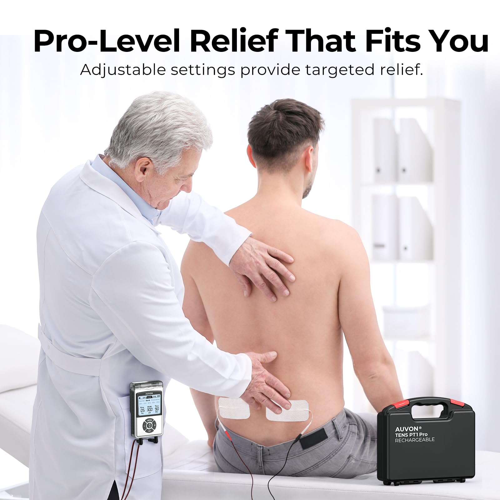 AUVON TENS Unit Rechargeable Pain Relief | 8 Modes

