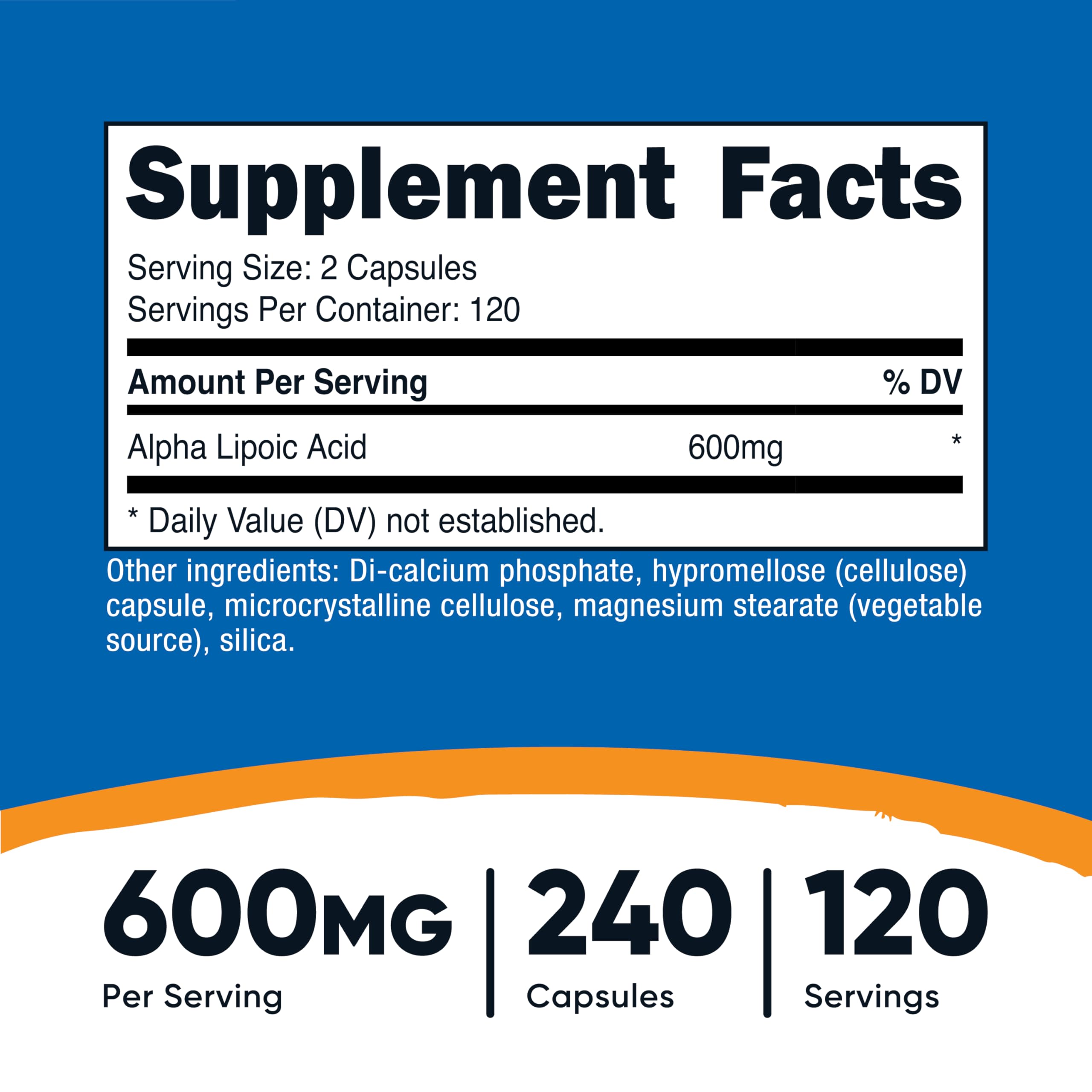 Nutricost Alpha Lipoic Acid 600mg Dietary Supplement

