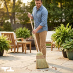 Corn Broom with Wood Handle Heavy Duty Indoor Outdoor

