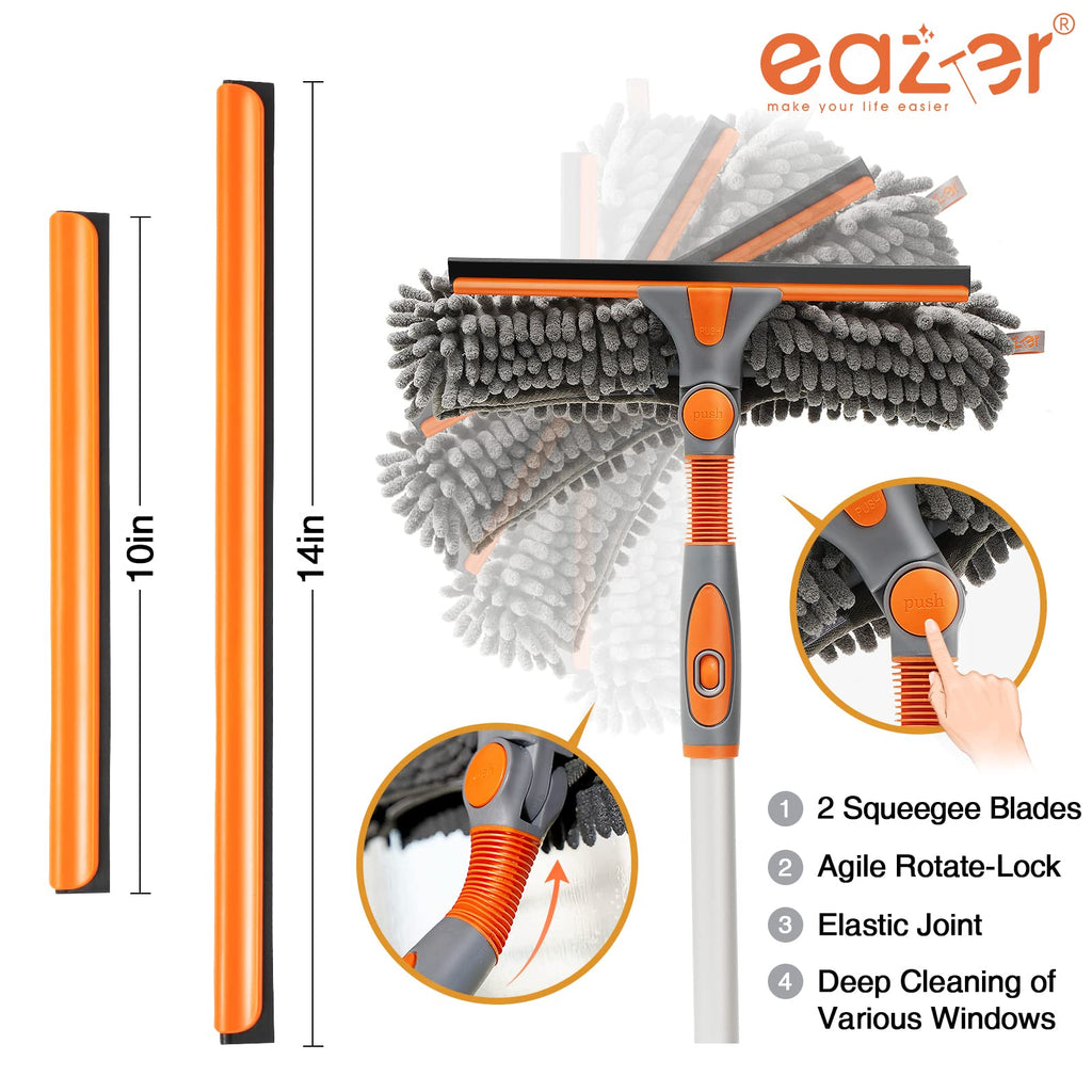 Window Cleaning Tool by Eazer 2-in-1 Rotatable Extension Pole

