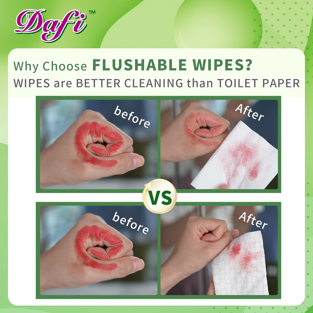 DAFI Flushable Wipes for Adults - Unscented Plant-Based


